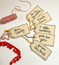 Load image into Gallery viewer, machine embroidered gift tags