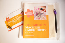 Load image into Gallery viewer, Freemotion machine embroidery handbook and starter kit with fabric and erasable pen