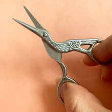 Load image into Gallery viewer, Stork Embroidery Scissors - Gold or Silver
